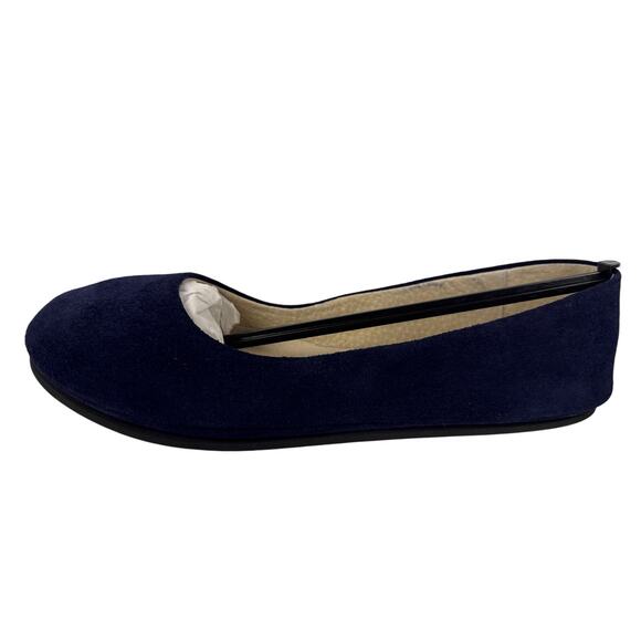 French Sole Fs/NY Sloop Flat Women's 8.5 Suede Navy Italian Slip On Round Toe - Picture 8 of 11